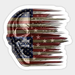 Distressed American Flag Skull Sticker